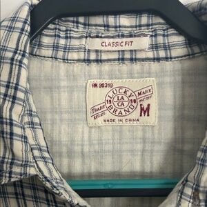 Lucky Brand Men's Blue and White Checkered Shirt